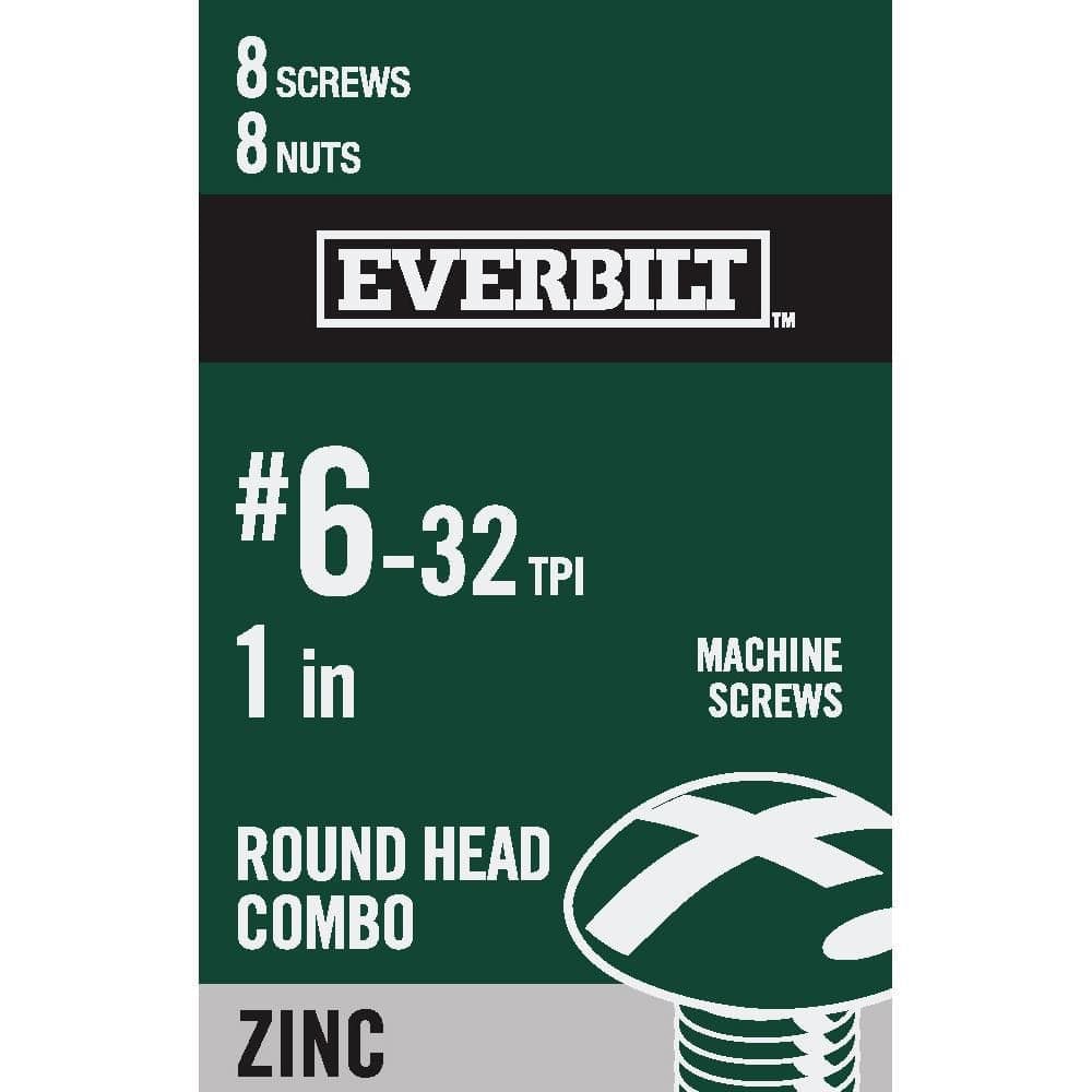 Everbilt #6-32 x 1 in. Zinc Plated Combo Round Head Machine Screw (8-Pack) (1)