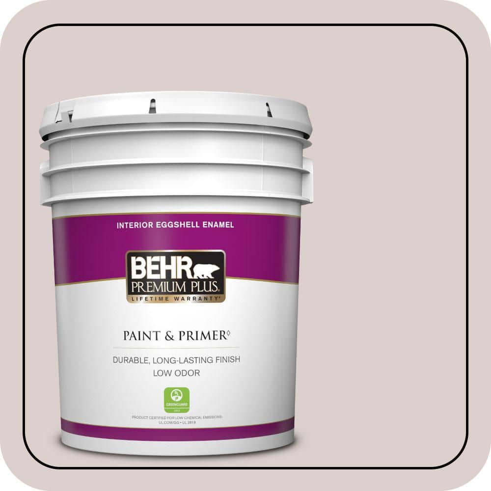 BEHR PREMIUM PLUS 5 gal. #N130-1 Pearls and Lace Eggshell Enamel Low Odor Interior Paint & Primer