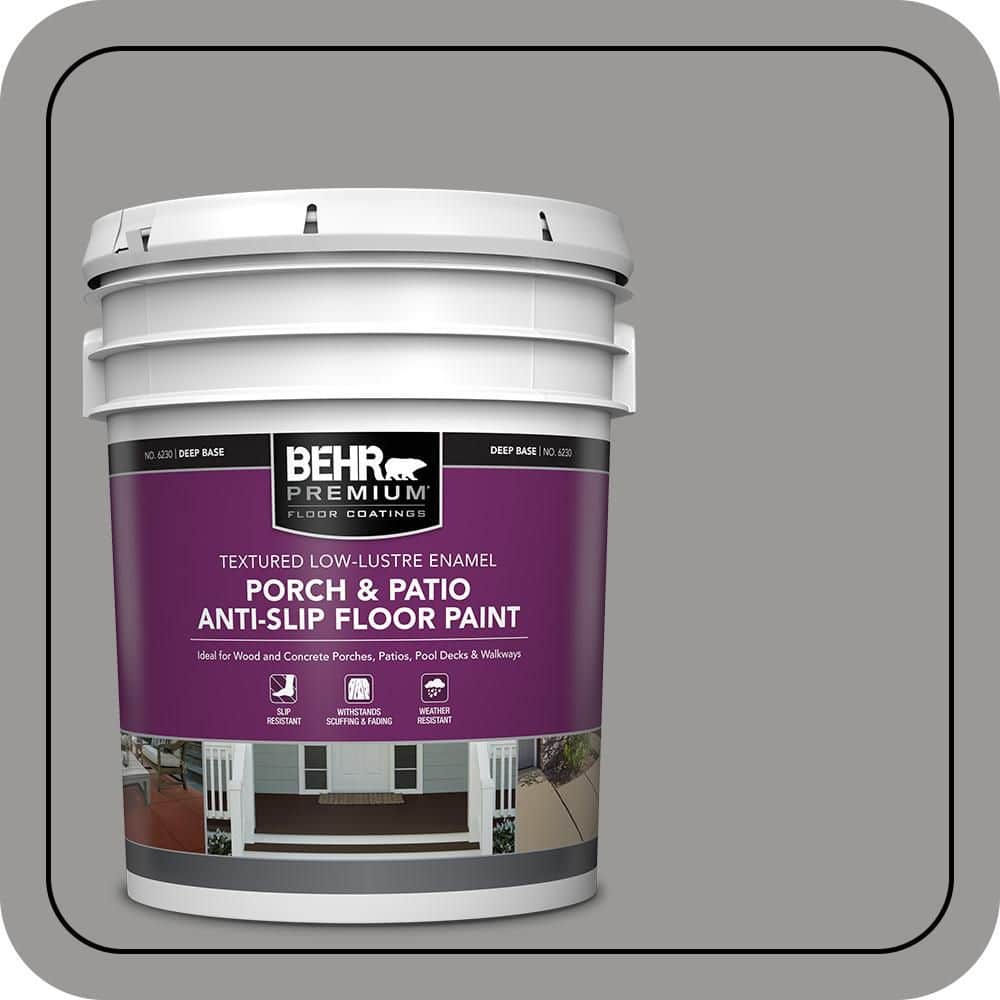 BEHR PREMIUM 5 gal. #HDC-NT-10A Dolphin Gray Textured Low-Lustre Enamel Interior/Exterior Porch and Patio Anti-Slip Floor Paint