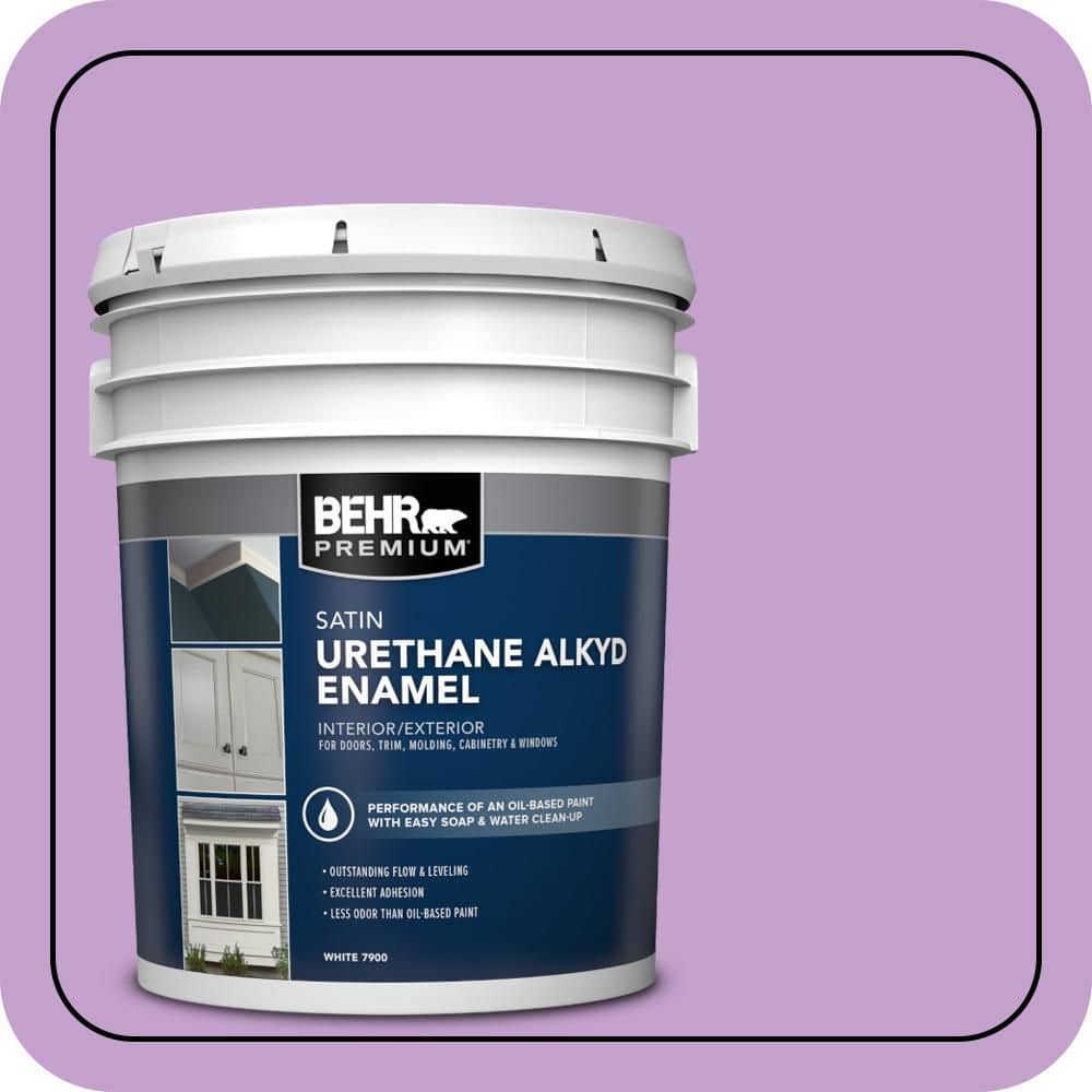 BEHR PREMIUM 5 gal. #P100-4 Lovers Knot Urethane Alkyd Satin Enamel Interior/Exterior Paint