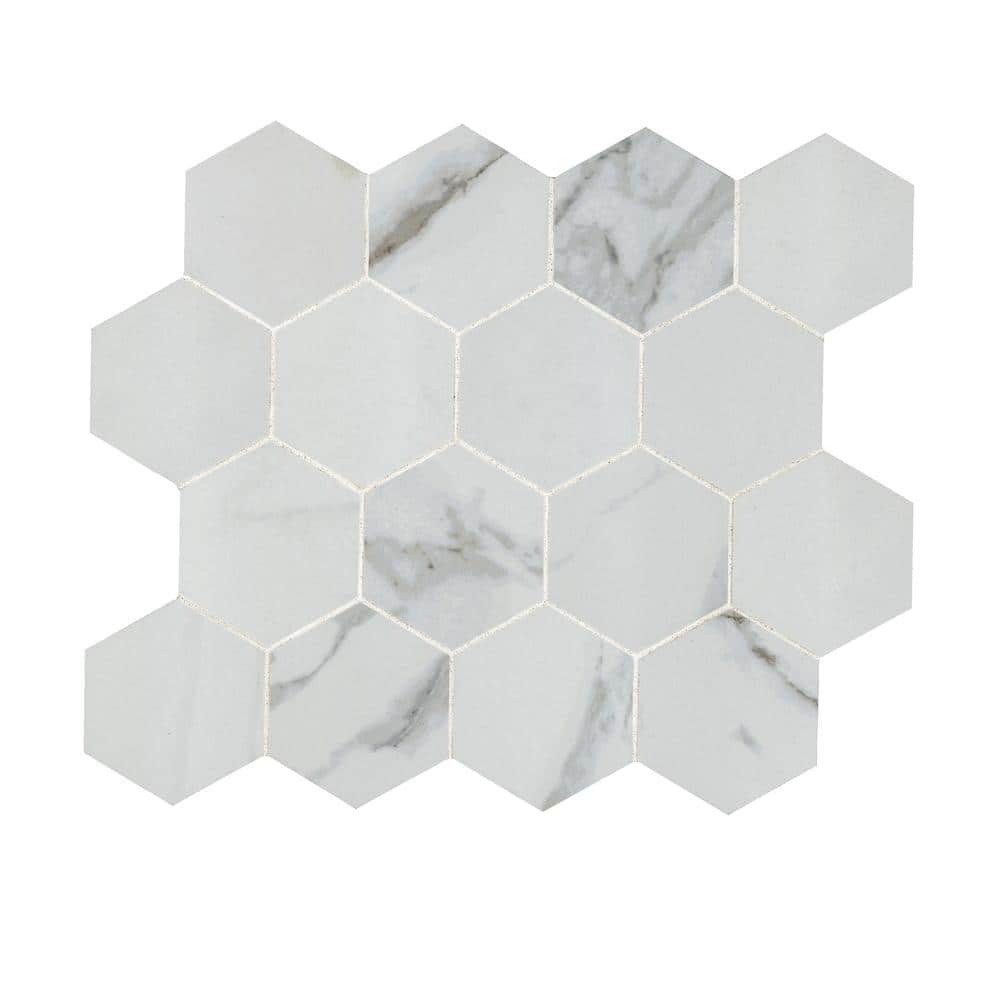 MSI Carrara 12 in. x 12 in. Polished Porcelain Mesh-Mounted Mosaic Floor and Wall Tile (0.84 sq. ft. /Each) (2)