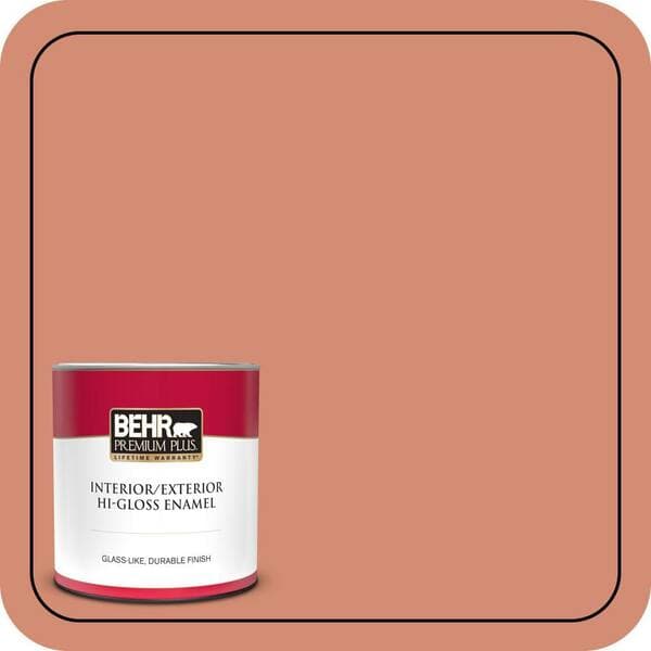 BEHR PREMIUM PLUS #220D-5 Nectarina Flat Interior/Exterior Paint & Primer Color Sample (4)