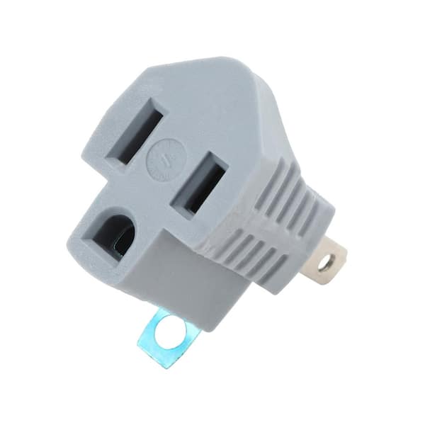 Commercial Electric 15 Amp Single Outlet Grounding Adapter, Gray (2)