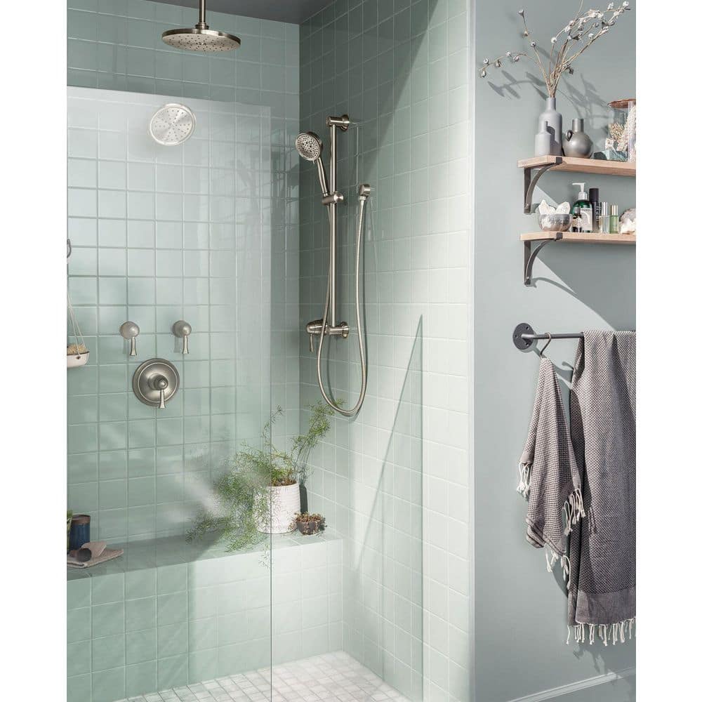 MOEN 8.75 in. Wall Mount Shepherd's Hook Shower Arm, Brushed Nickel with Flange Included (2)