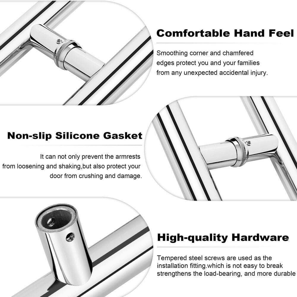 Wudkey 1-Piece Bath Accessory Set in Polished Chrome, 16 in. Shower Door Handle, Stainless Steel Shower Hardware Replacement (3)