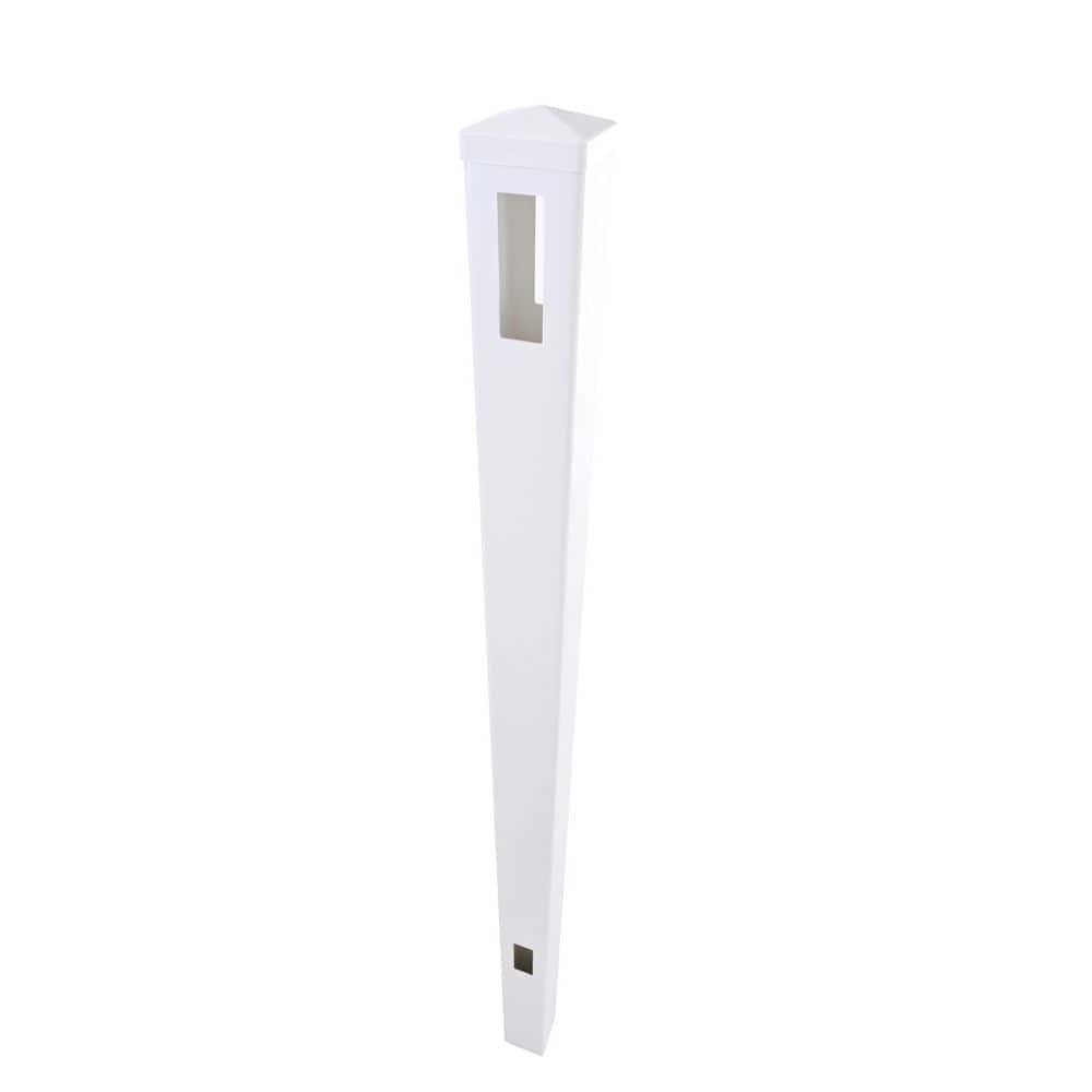 KIWDZFU 7 lb. White Vinyl Line Post for White Vinyl Routed Fence Caps Included Set of 2 (1)