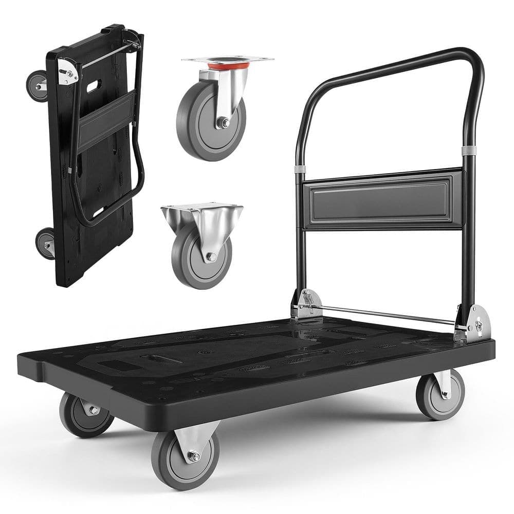 VEVOR Platform Truck Cart with Cage, 2000 lbs. Capacity, 6-in-1 Flatbed Cart, for Grocery Laundry, 44.5 x 26.6 x 42.1 in. (1)