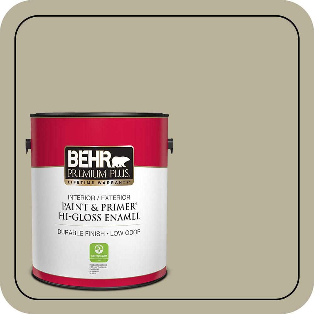 BEHR PREMIUM PLUS 1 gal. #N340-3 Bonsai Pot Hi-Gloss Enamel Interior/Exterior Paint & Primer