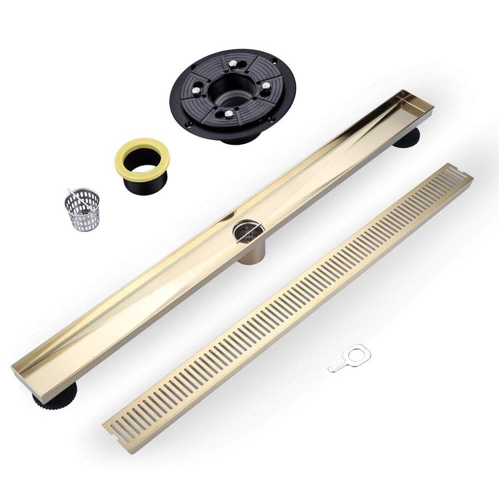 AVITAS 24 in. Stainless Steel Linear Shower Drain with Strainer in Brushed Gold (1)