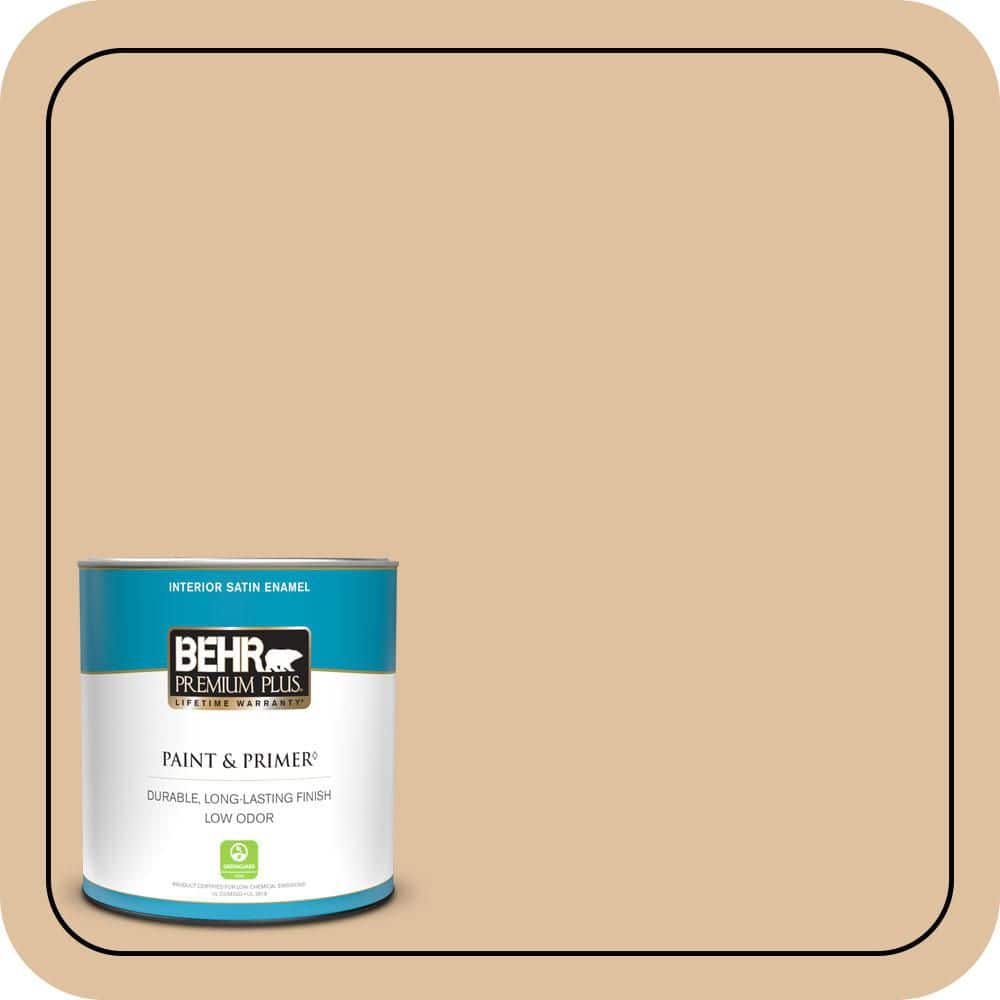 BEHR PREMIUM PLUS 1 qt. #S290-3 Slender Reed Satin Enamel Low Odor Interior Paint & Primer