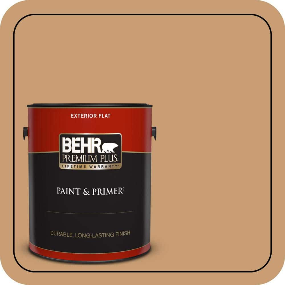 BEHR PREMIUM PLUS 1 gal. #S270-5 Gingersnap Flat Exterior Paint & Primer