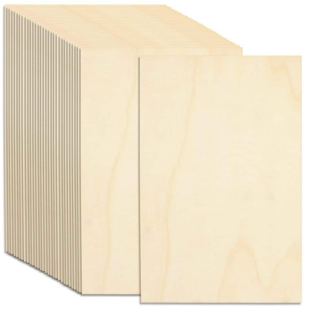 Afoxsos 0.08 in. x 0.33 ft. x 0.5 ft. Basswood Project Panel Unfinished Wood Sheets 50-Pack for DIY Crafts