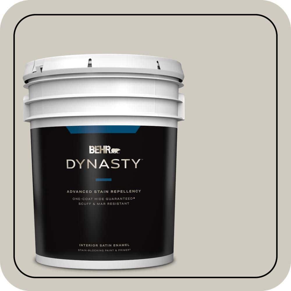 BEHR DYNASTY 5 gal. Designer Collection #DC-007 Tranquil Gray Satin Enamel Interior Stain-Blocking Paint & Primer