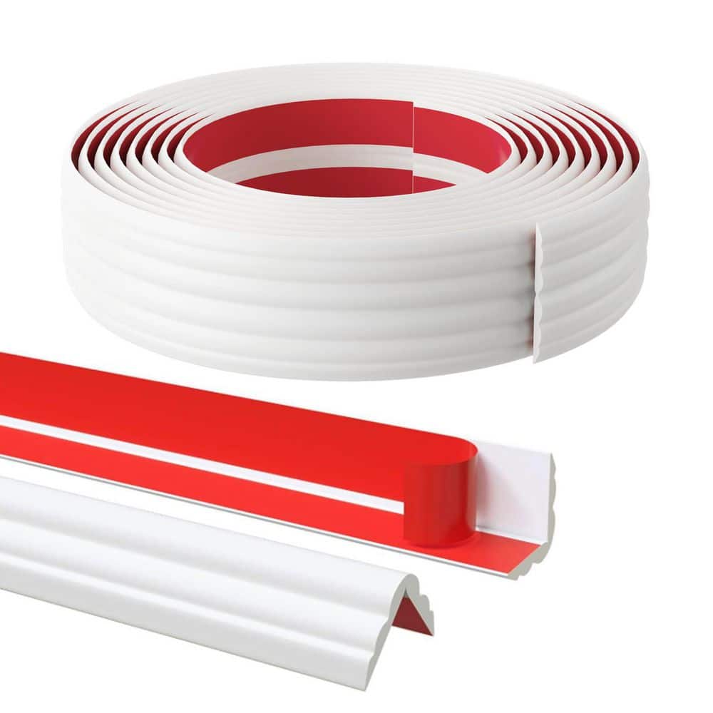 Laybus 2Pack 10 ft. Self-Adhesive Corner Moulding 0.24 in. D x 0.24 in. W x 240 in.L Smooth TPE Material Inside Corner Moulding (1)