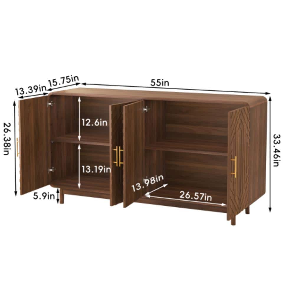 Unbranded 55.12 in. W x 15.75 in. D x 31.5 in. H Bathroom Brown Linen Cabinet (2)