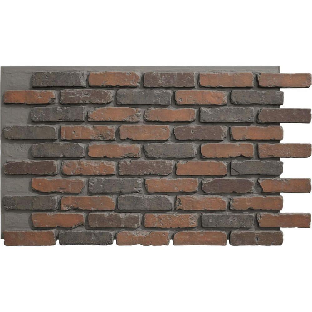 Ekena Millwork EverStone Aged Brick Faux Brick Panel, 46 7/8"W x 27"H x 1 1/4"D, Clay Creek Color