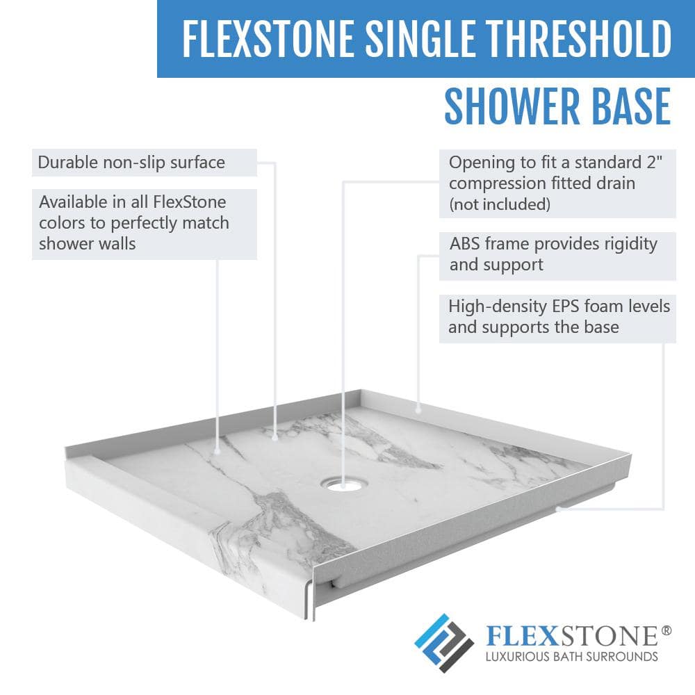 FlexStone 36 in. 60 in. Single Threshold Shower Base with Drain (3)