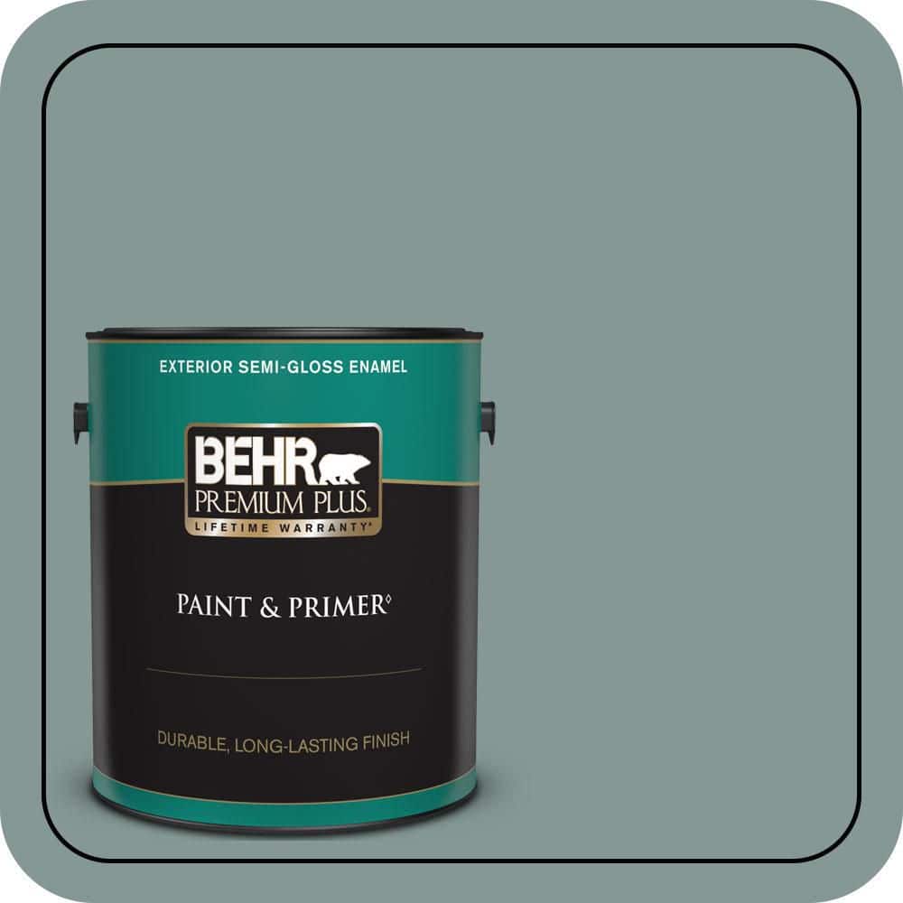 BEHR PREMIUM PLUS 1 gal. #T18-15 In The Moment Semi-Gloss Enamel Exterior Paint & Primer