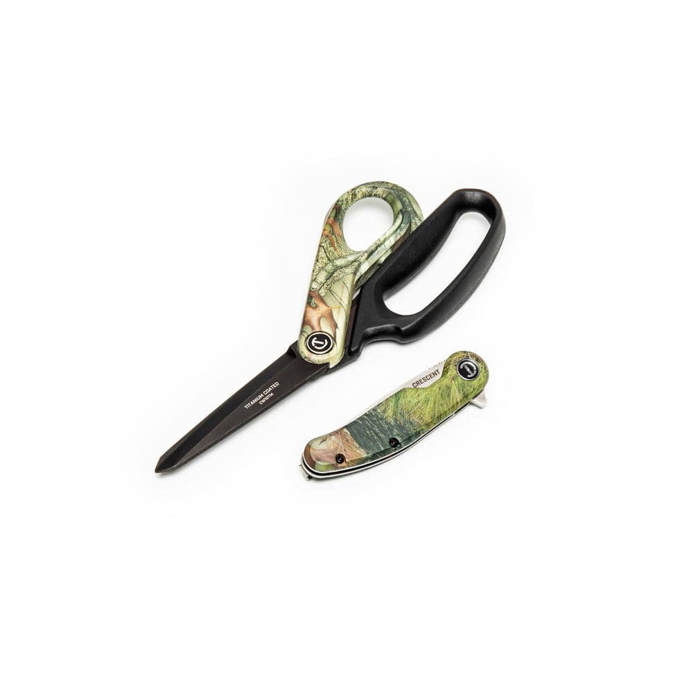 Crescent Camouflage Utility Scissors and 3.25 in. Camouflage Pocket Knife Bonus Pack (2-Piece)