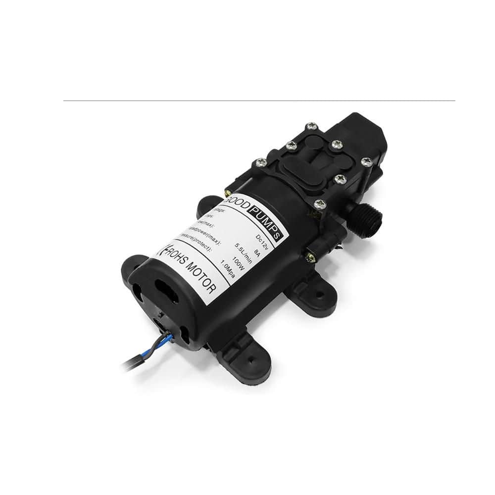 Tahanbath 12V 70W Self-Priming Water Pump (130PSI, 6L/Min) with 2 Hose Clamps-For RV, Camper, Marine, Boat
