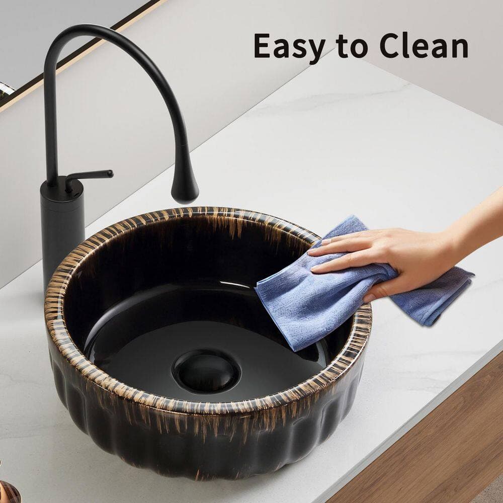 Buruis 14.97 in. Undermount Round Bathroom Sink with Premium Ceramic, Pop-Up Drain and Faucet Not Included (3)