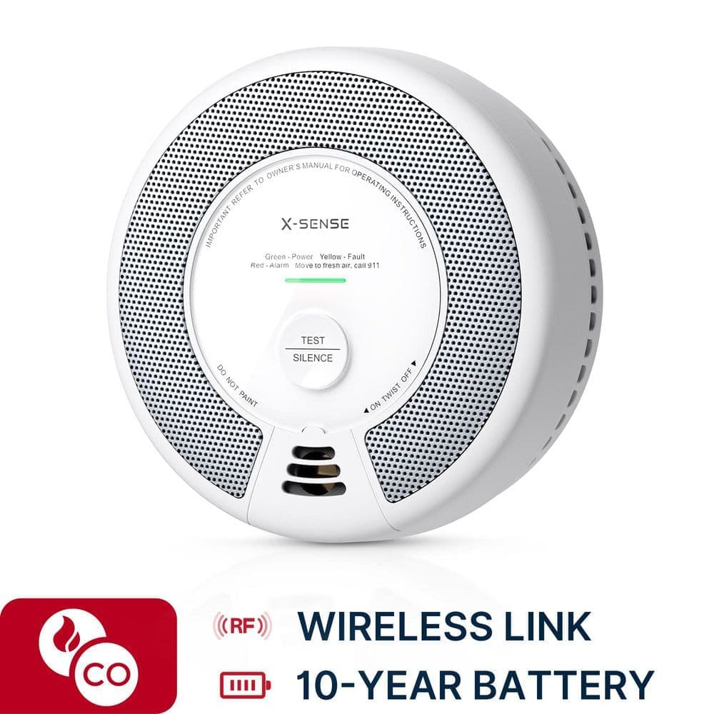 X-SENSE 10-Year Wireless Interconnected Smoke and CO Detector with Photoelectric Sensor and LED Light Pack SC06-W