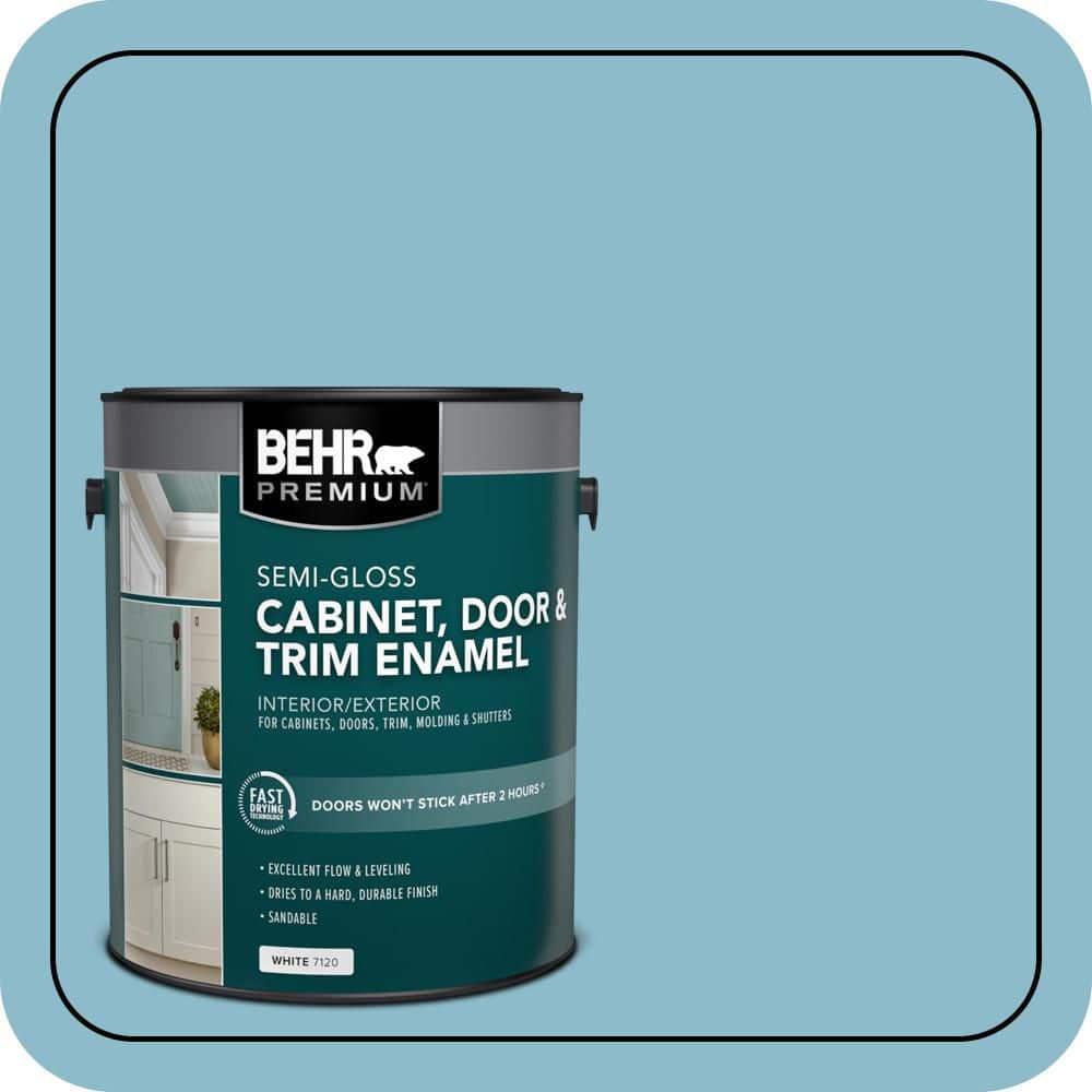 BEHR PREMIUM 1 gal. #S460-3 Blue Echo Semi-Gloss Enamel Interior/Exterior Cabinet, Door & Trim Paint