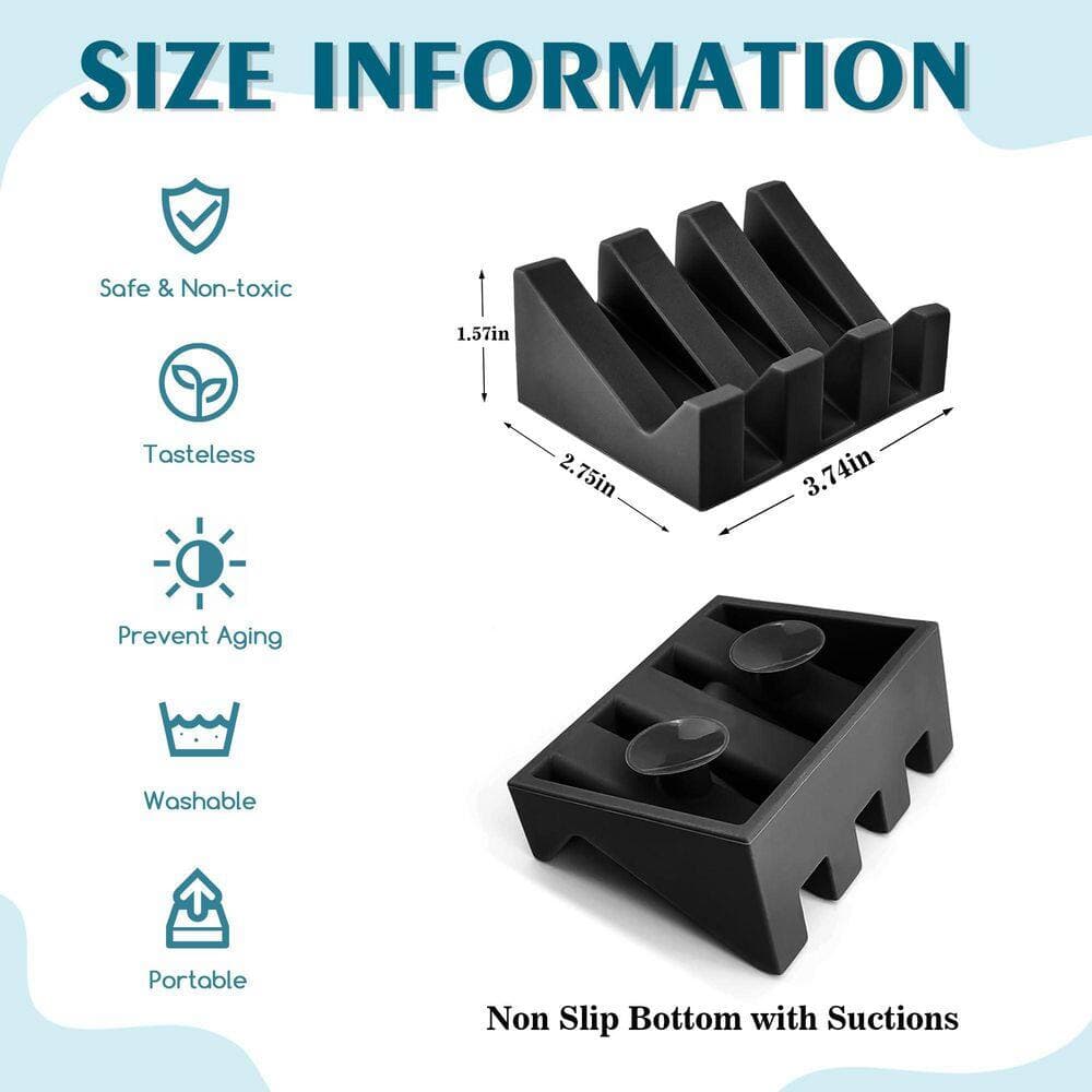 Wudkey Bathroom Self Draining Silicone Soap Dish, Bar Soap Holder, Extends Soap Life, Kitchen Sink Soap Dish, Black (2)
