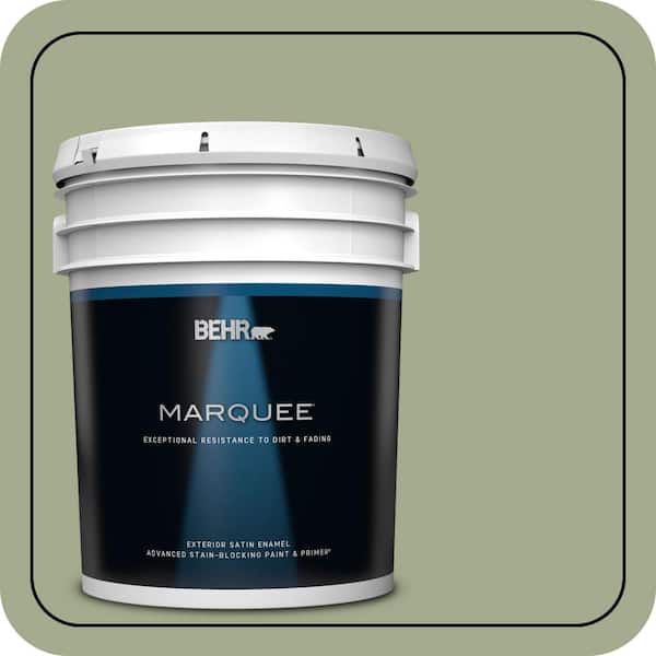 BEHR MARQUEE 5 gal. #PMD-36 Mountain Sage Satin Enamel Exterior Paint & Primer (2)
