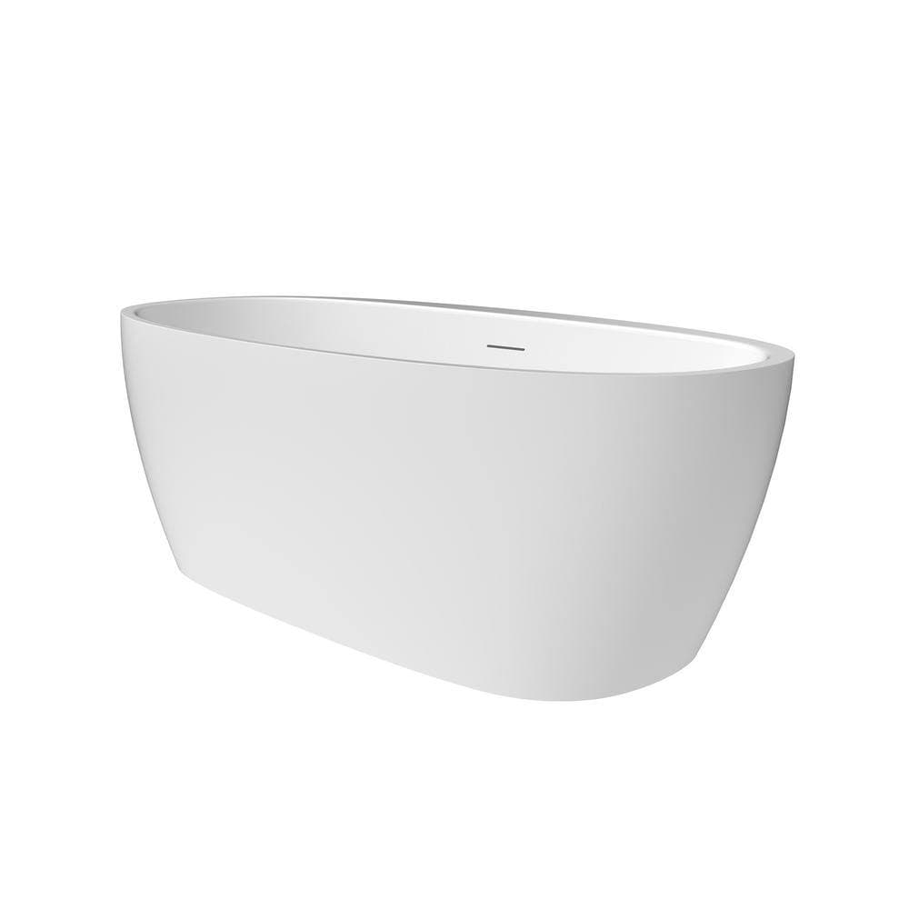 Altair Beyaz 59 in. x 32 in. Soaking Bathtub with Center Drain in White/Polished Chrome (2)