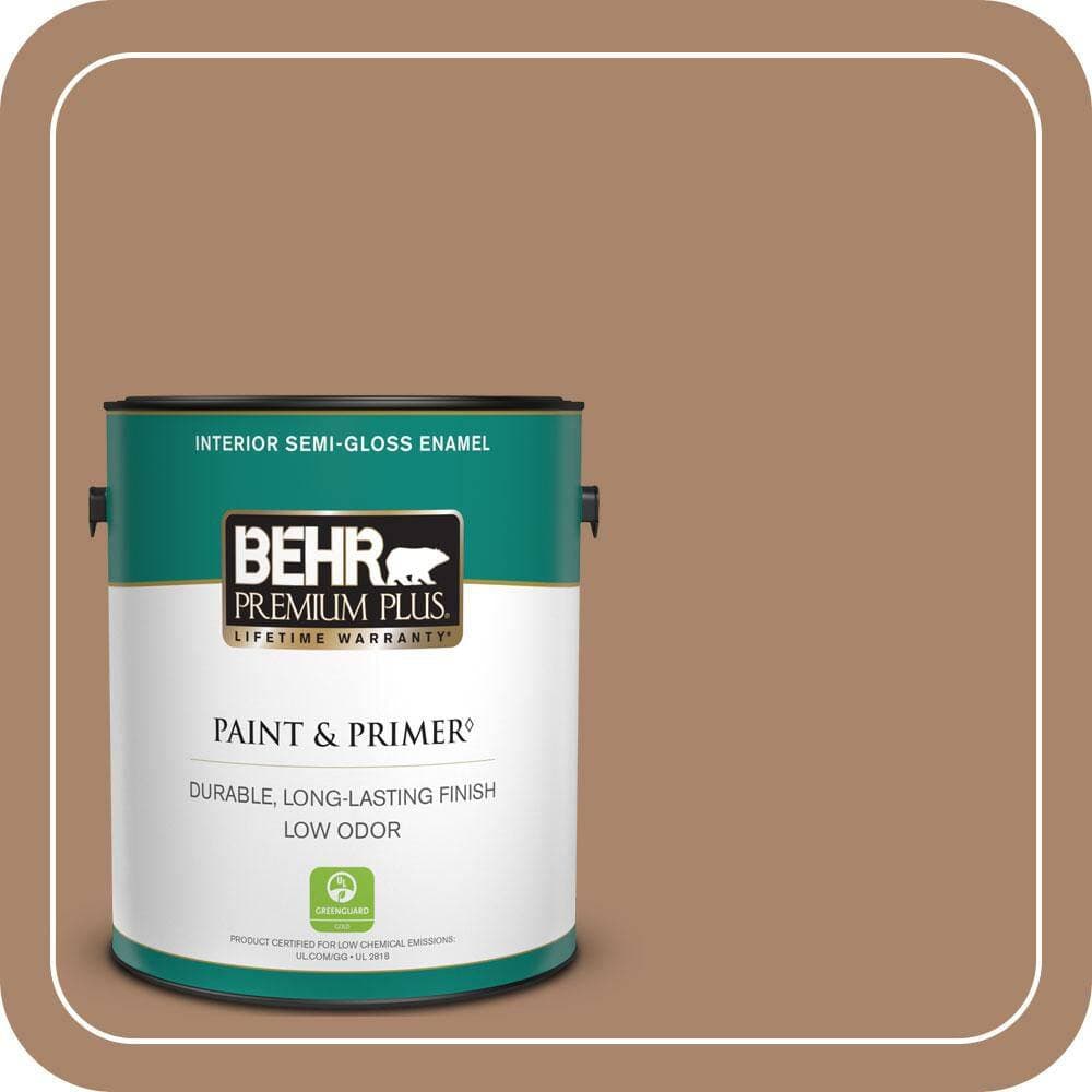 BEHR PREMIUM PLUS 1 gal. #S220-5 Nutshell Semi-Gloss Enamel Low Odor Interior Paint & Primer