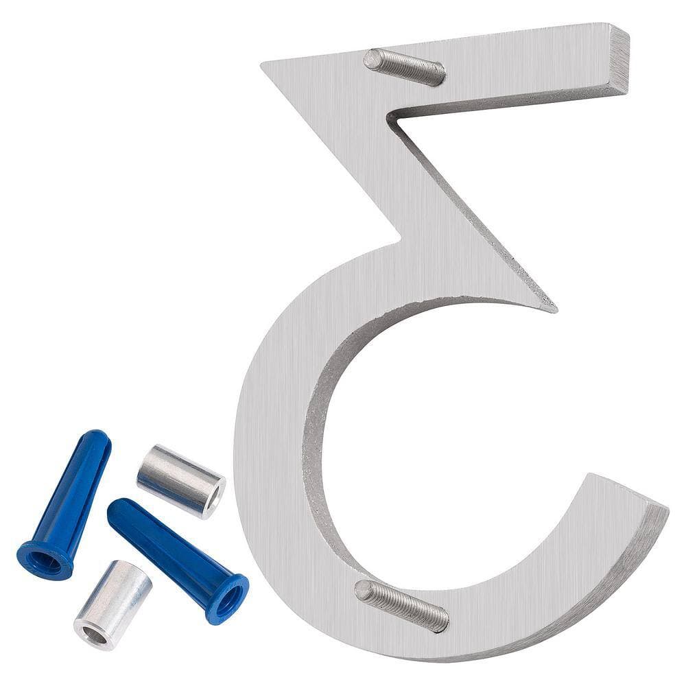 Montague Metal Products 16 in. Brushed Aluminum Floating or Flat Modern House Number 3 (3)