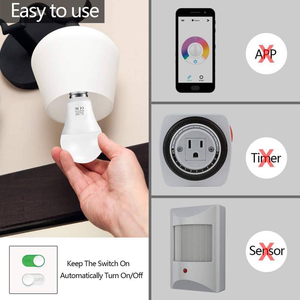 Lukyamzn Dusk to Dawn Sensor LED Light Bulb 7-Watt E26/E27 Automatic On/Off Indoor Outdoor Warm White 2 Pack (3)