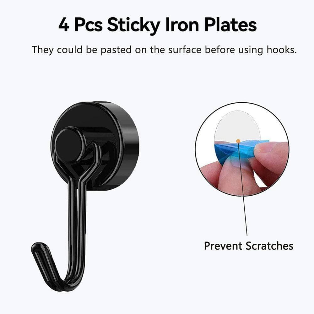 NVNOO Stainless Steel Magnetic Hooks for Fridge, Oven, Grill, Key, Tools Holder, Kitchen, Hanging, Black (4-Pack) (2)