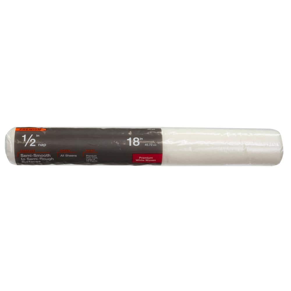 PRIVATE BRAND UNBRANDED Premium 18 in. x 1/2 in. Shed Resistant White Woven Paint Roller Cover