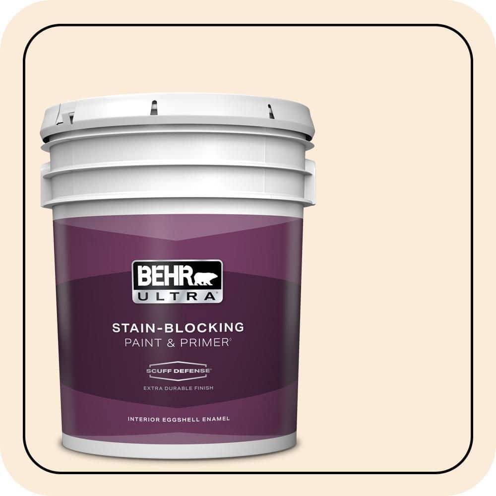 BEHR ULTRA 5 gal. #OR-W01 White Blush Extra Durable Eggshell Enamel Interior Paint & Primer