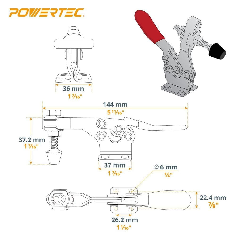 ‎POWERTEC 300 lbs. Horizontal Quick-Release Toggle Clamp (4-Pack) (3)
