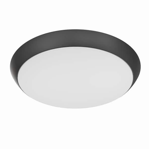 Commercial Electric 11 in. Matte Black Motion Sensor Integrated LED Dimmable Selectable CCT Flush Mount Indoor Ceiling Light