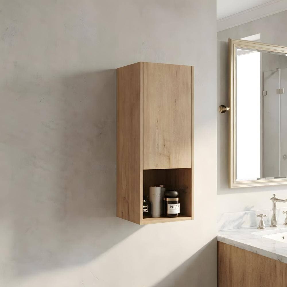 Zuvandra 11.81"W x 9.81"D x 29.5"H Plywood Bathroom Wall Cabinet in Imitative Oak,Open Shelf (2)