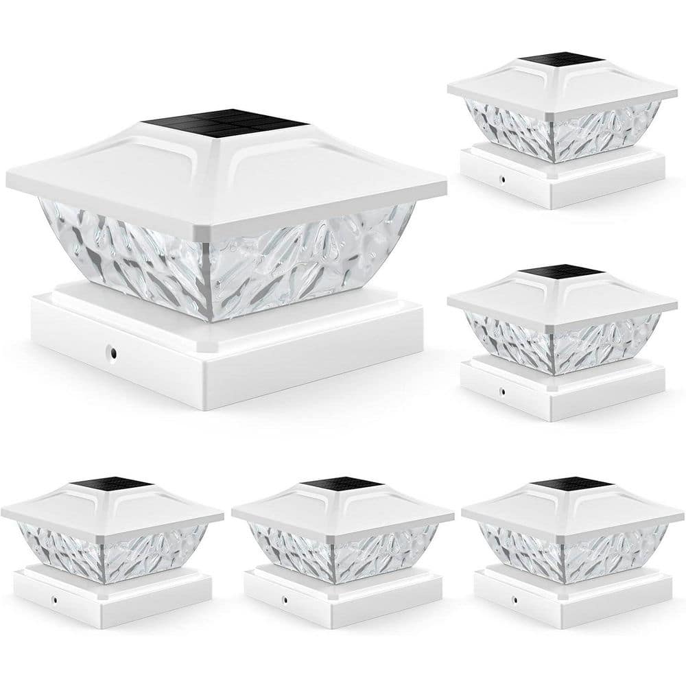 Afoxsos 6 Pack Waterproof ABS Solar Post Cap Lights Outdoor Dual Mode Brightness for 4x4 4.5x4.5 5x5 Cable Railing System (1)