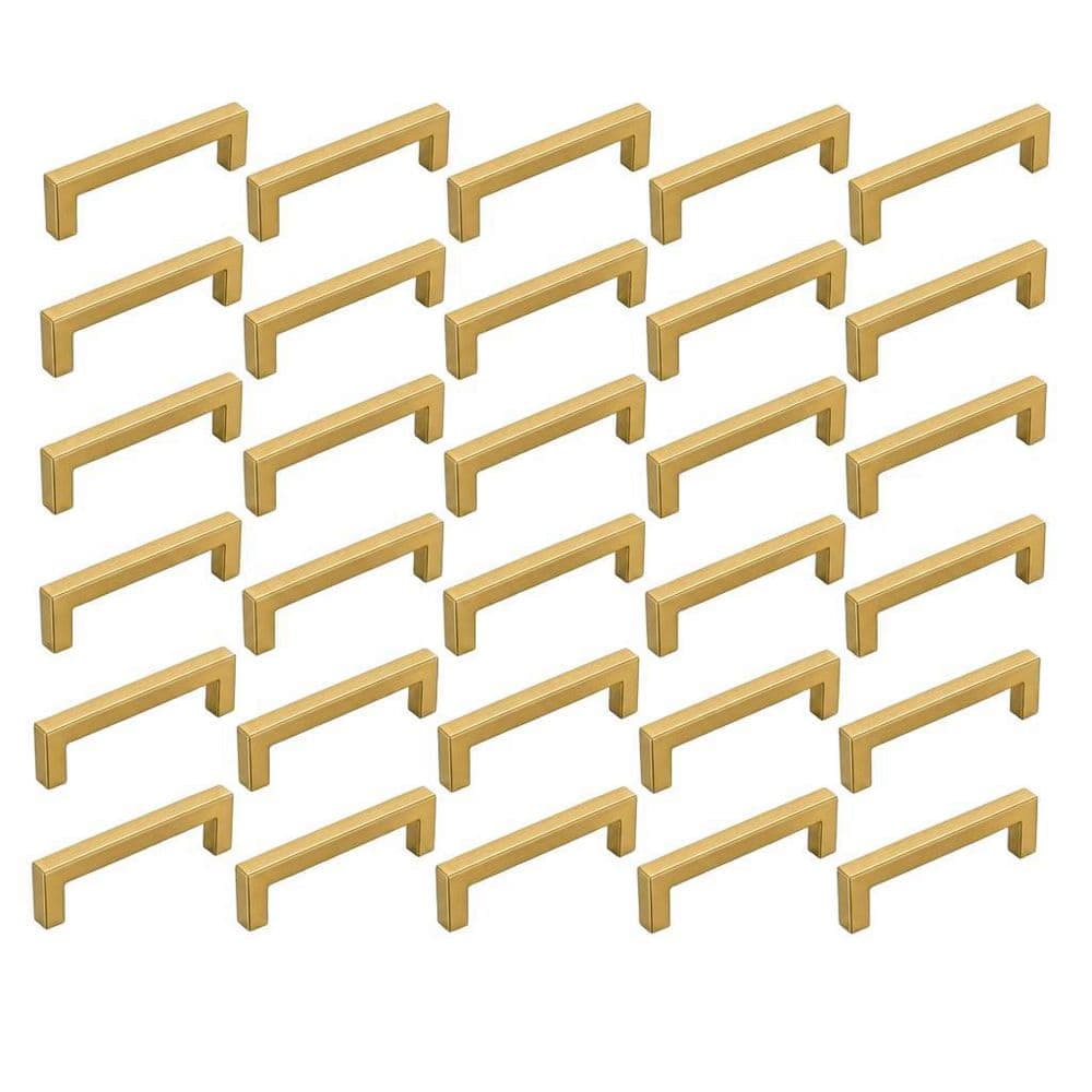 Numhew 5 in. Gold Cabinet Pulls, 30-Pack Brushed Brass Cabinet Pulls, Gold Kitchen Handles, Square Cabinet Hardware (1)