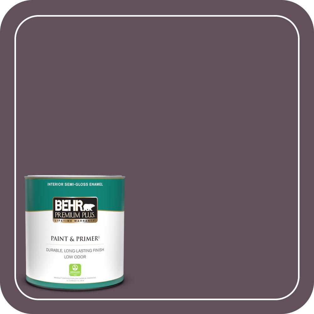 BEHR PREMIUM PLUS 1 qt. #S100-7 Medieval Wine Semi-Gloss Enamel Low Odor Interior Paint & Primer