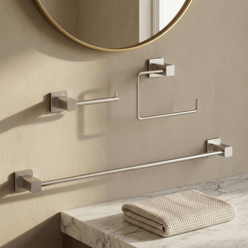 VIGO Meridian Bath Hardware Set with Towel Bar, Toilet Paper Holder, Hand Towel Holder (1)