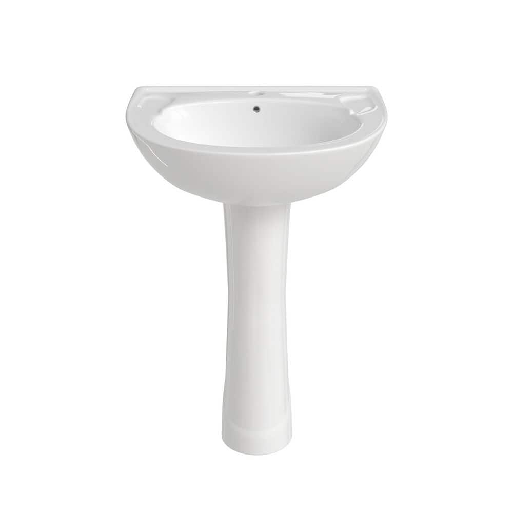 Hanikes Classic 20 in. Tall U-Shape White Vitreous China Pedestal Bathroom Sink 3-Pack with Overflow