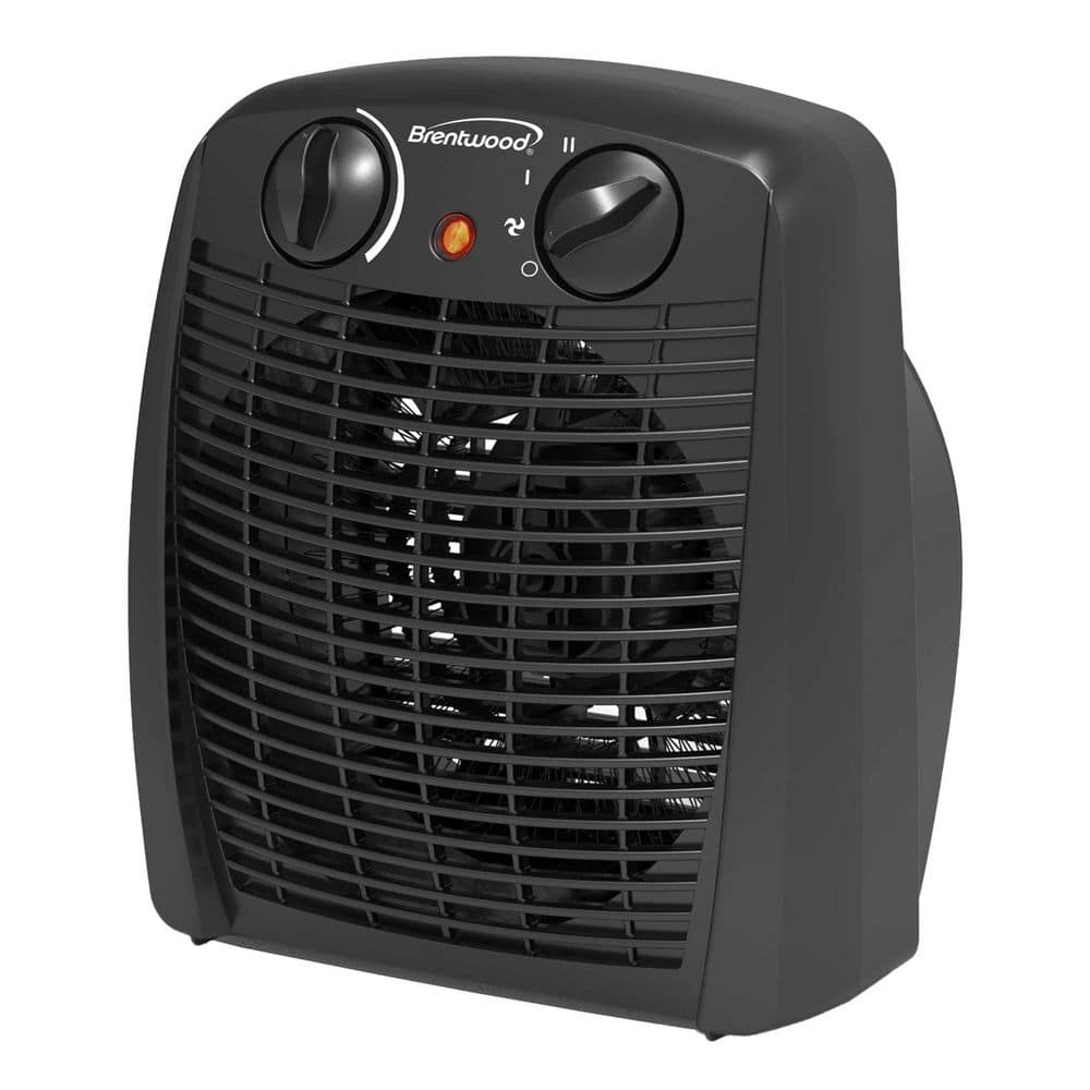 Brentwood 1500-Watt Portable 9.8 in. Ceramic Electric Space Heater and Fan in Black