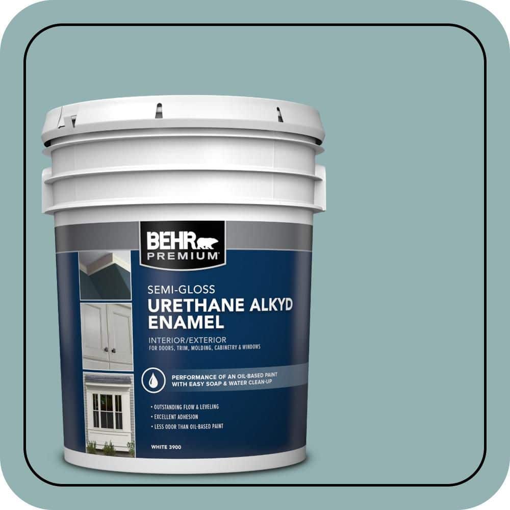 BEHR PREMIUM 5 gal. #500F-5 Gulf Winds Urethane Alkyd Semi-Gloss Enamel Interior/Exterior Paint