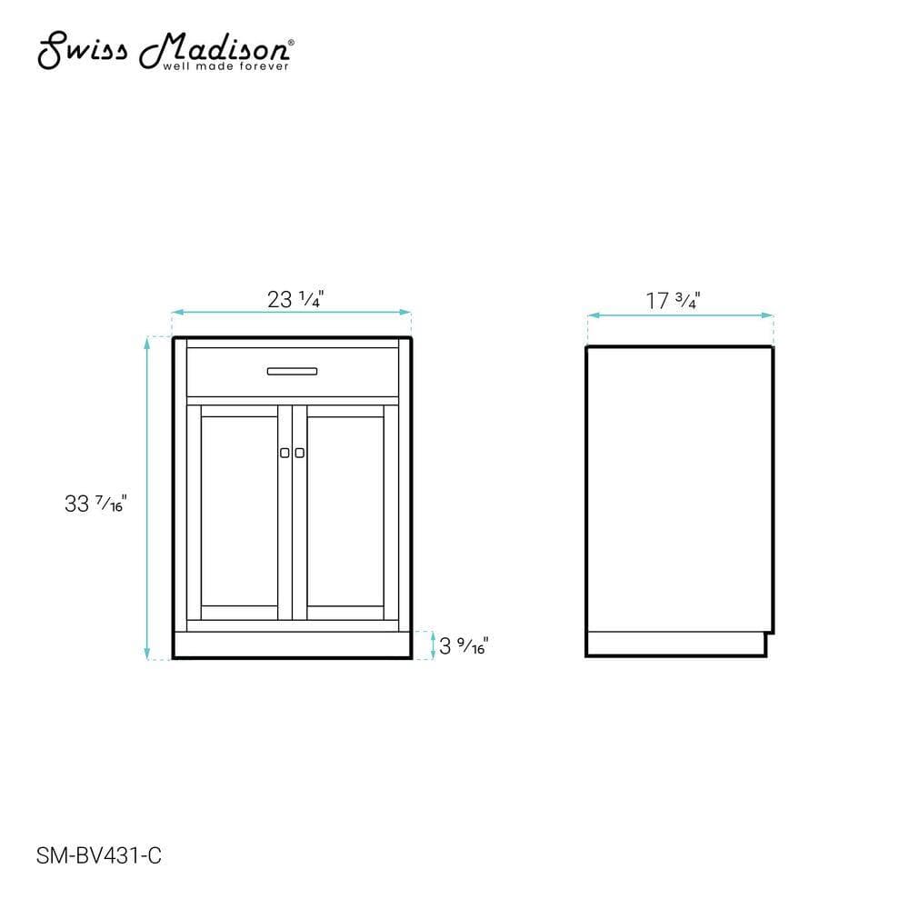Swiss Madison Burdon 23.5 in. W x 18 in. D x 33.5 in. D x Bath Vanity Cabinet without Top in White (2)