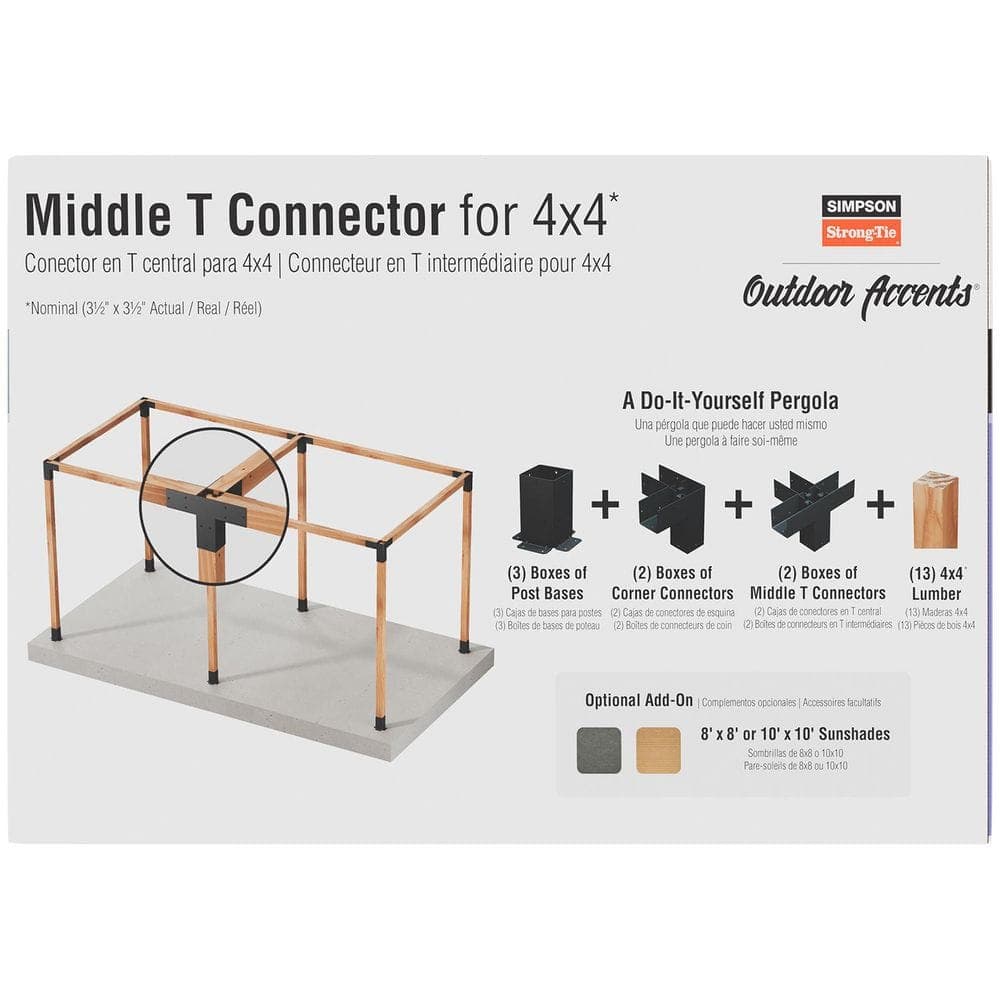 Simpson Strong-Tie Outdoor Accents Sage System Black Powder-Coated Middle T Connector for 4x4 with Screws (3)
