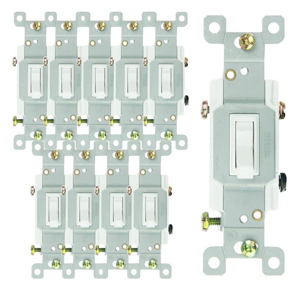 Sunlite 15 Amp Toggle Grounded Light Switch White (10-Pack)