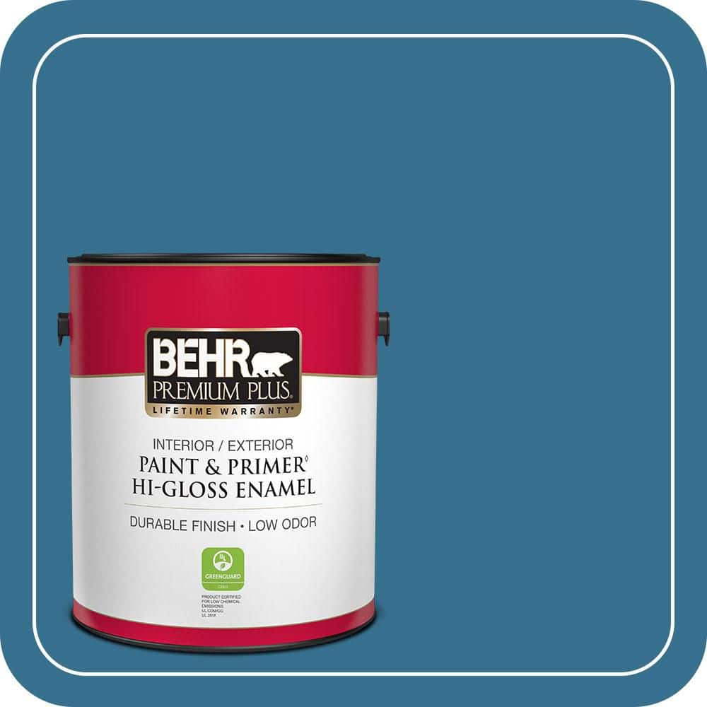 BEHR PREMIUM PLUS 1 gal. #M490-6 Living Stream Hi-Gloss Enamel Interior/Exterior Paint & Primer